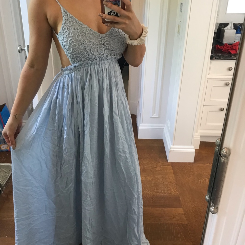 Free people baby blue maxi prom dress